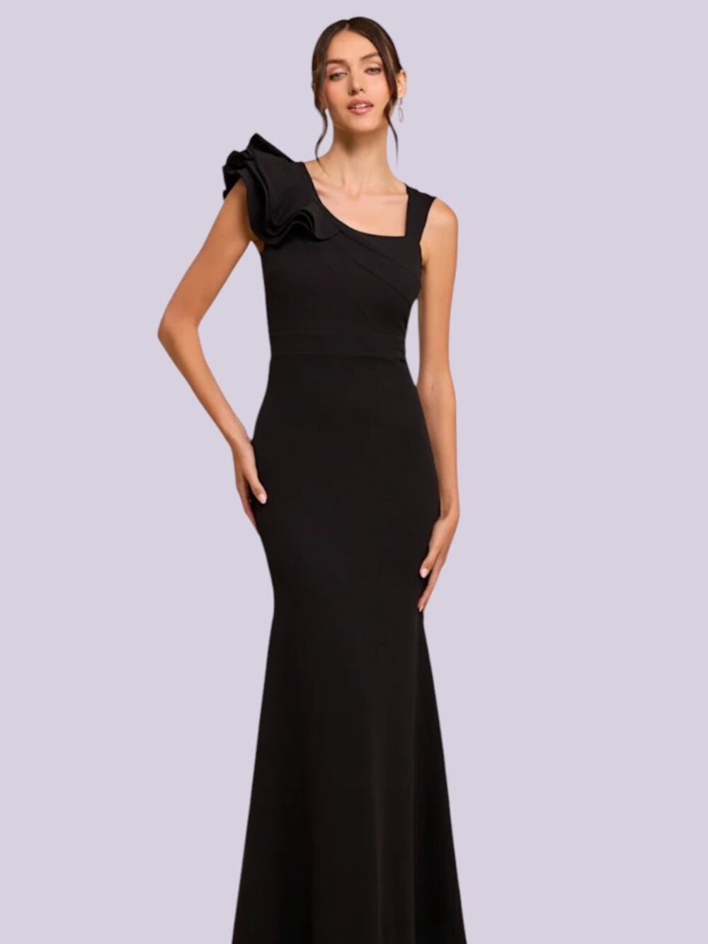 Lulus Women's Size Medium Lucette Black Sleeveless Ruffled Mermaid Maxi Dress